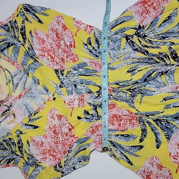 Leith Yellow Tropical Floral Mini Shorts Rompers/ XS - Picture 10 of 16